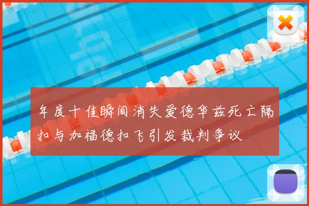 年度十佳瞬间消失爱德华兹死亡隔扣与加福德扣飞引发裁判争议
